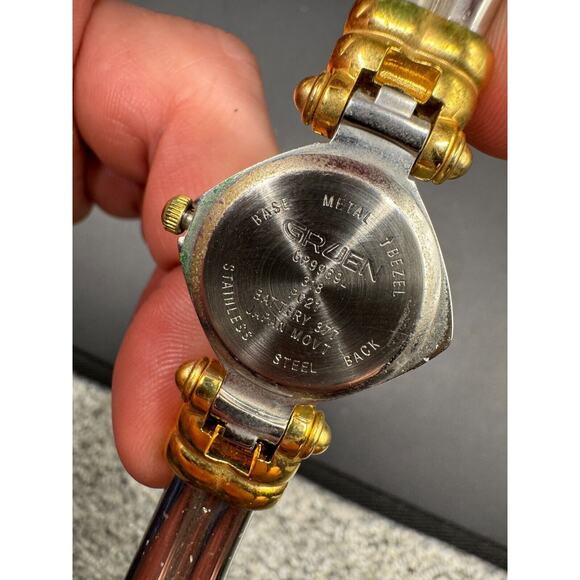 Vintage Gruen Ladies\' Secret Two Tone Bracelet Bangle Watch Japan Movt GR99691